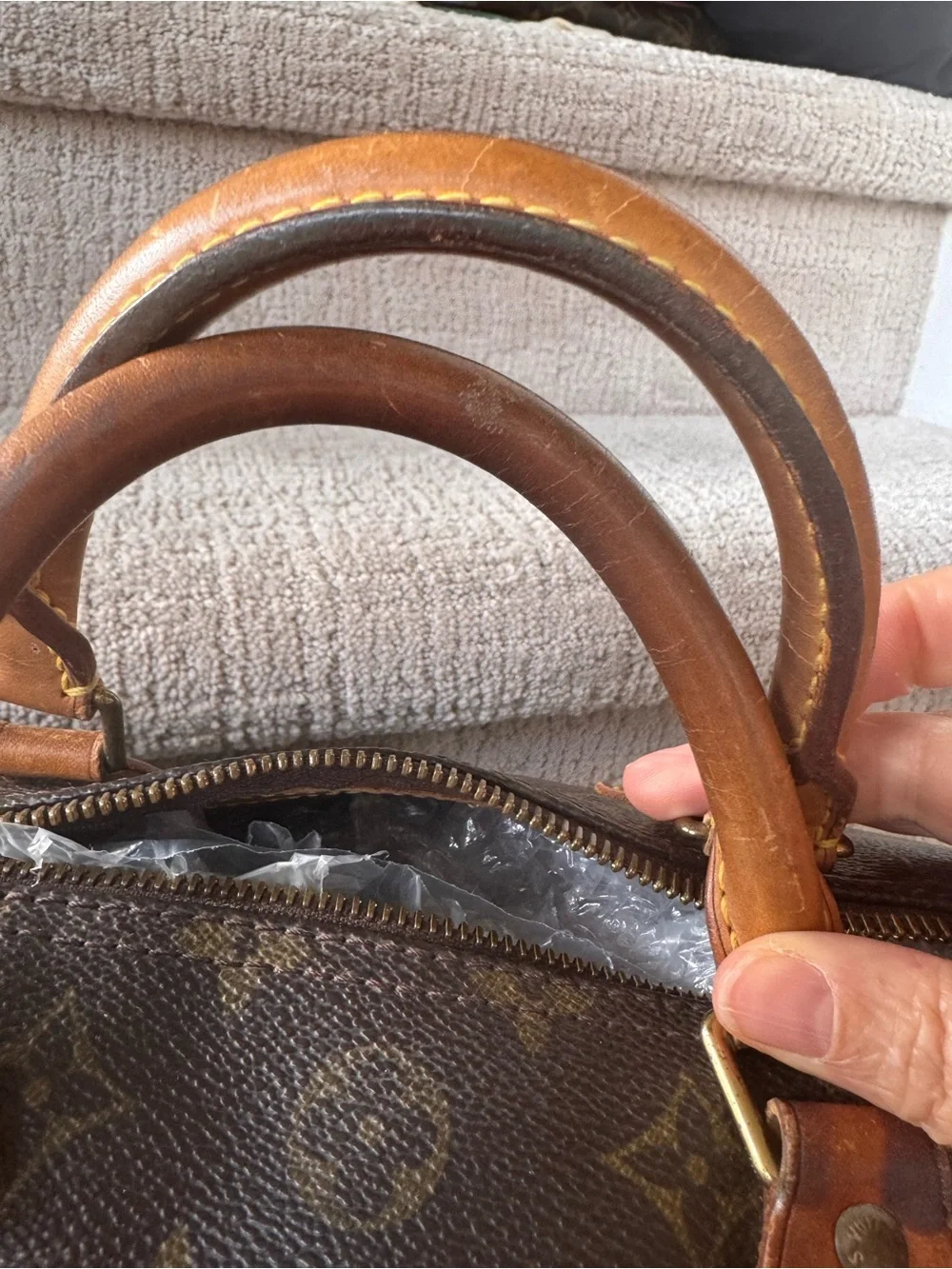 Louis Vuitton Speedy 30 Monogram Canvas Satchel with Vachetta Handles